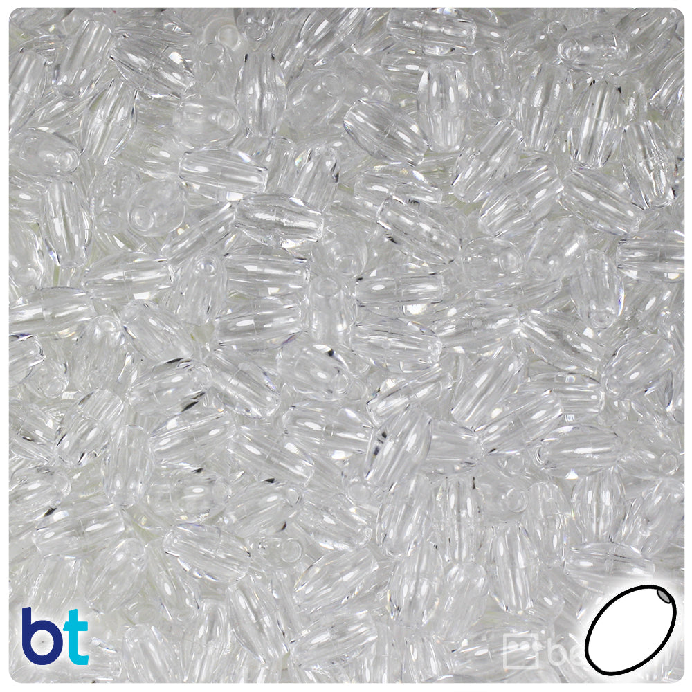 Crystal Transparent 9mm Oat Plastic Beads (500pcs)