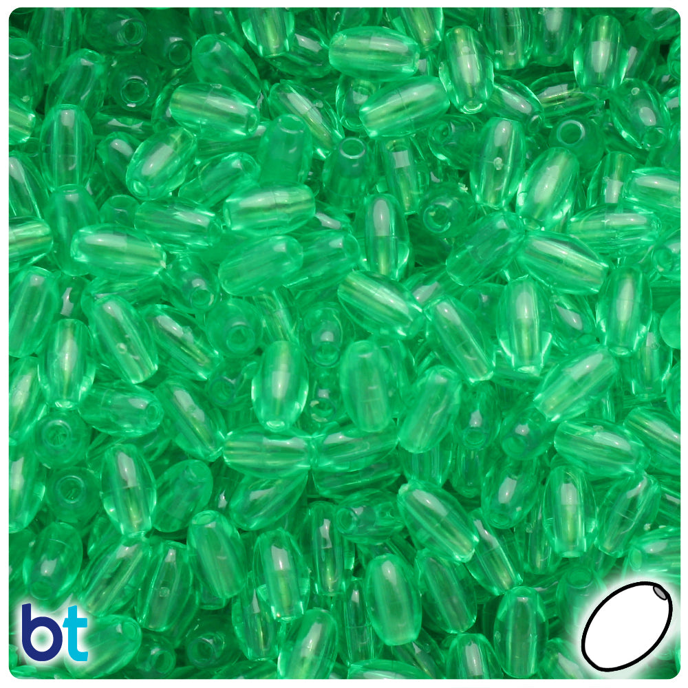 Mint Transparent 9mm Oat Plastic Beads (500pcs)