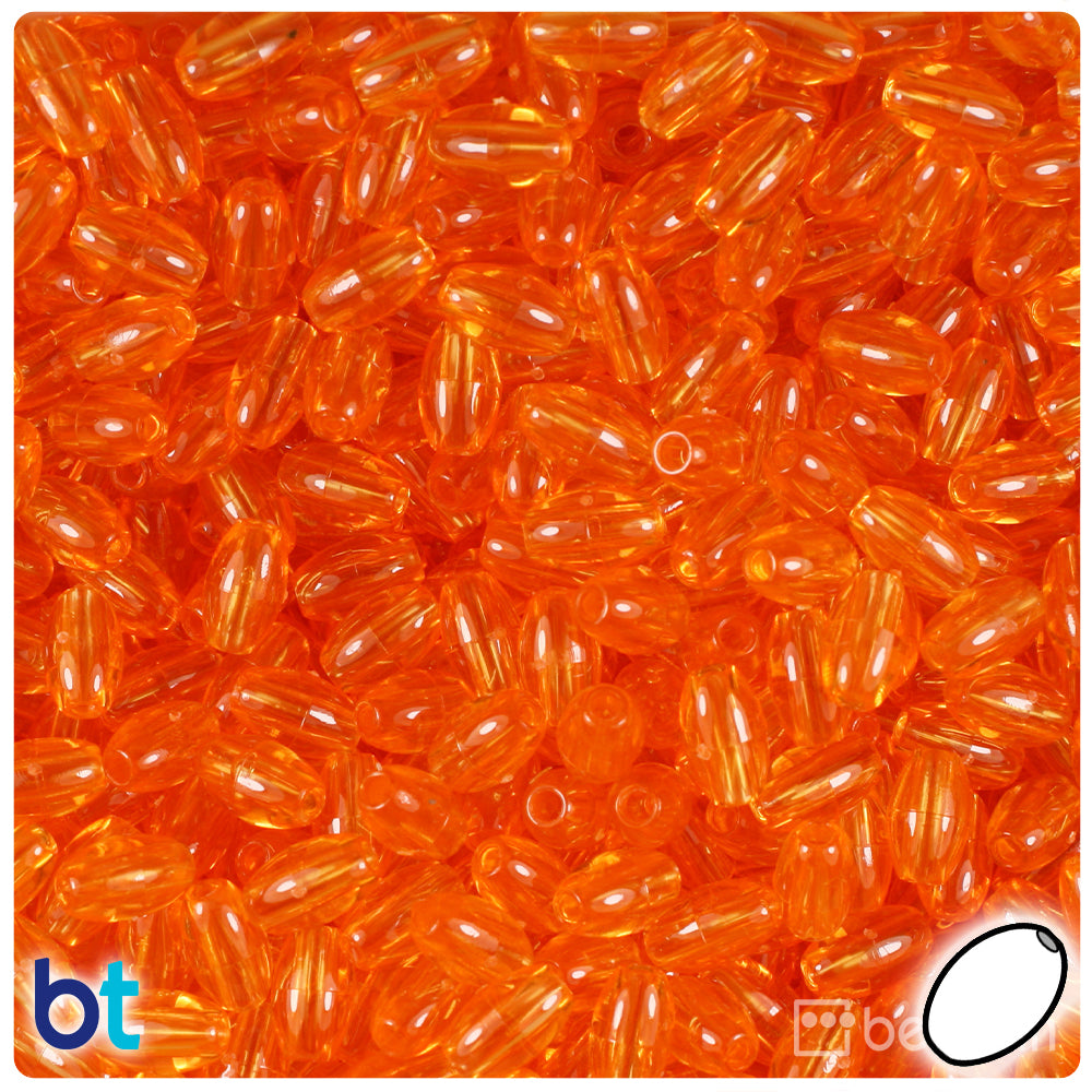 Orange Transparent 9mm Oat Plastic Beads (500pcs)