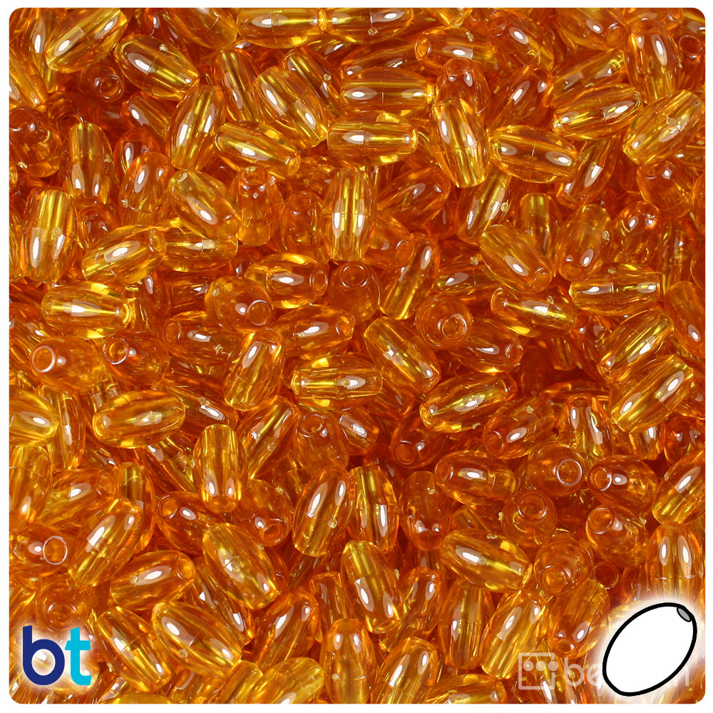 Topaz Transparent 9mm Oat Plastic Beads (500pcs)