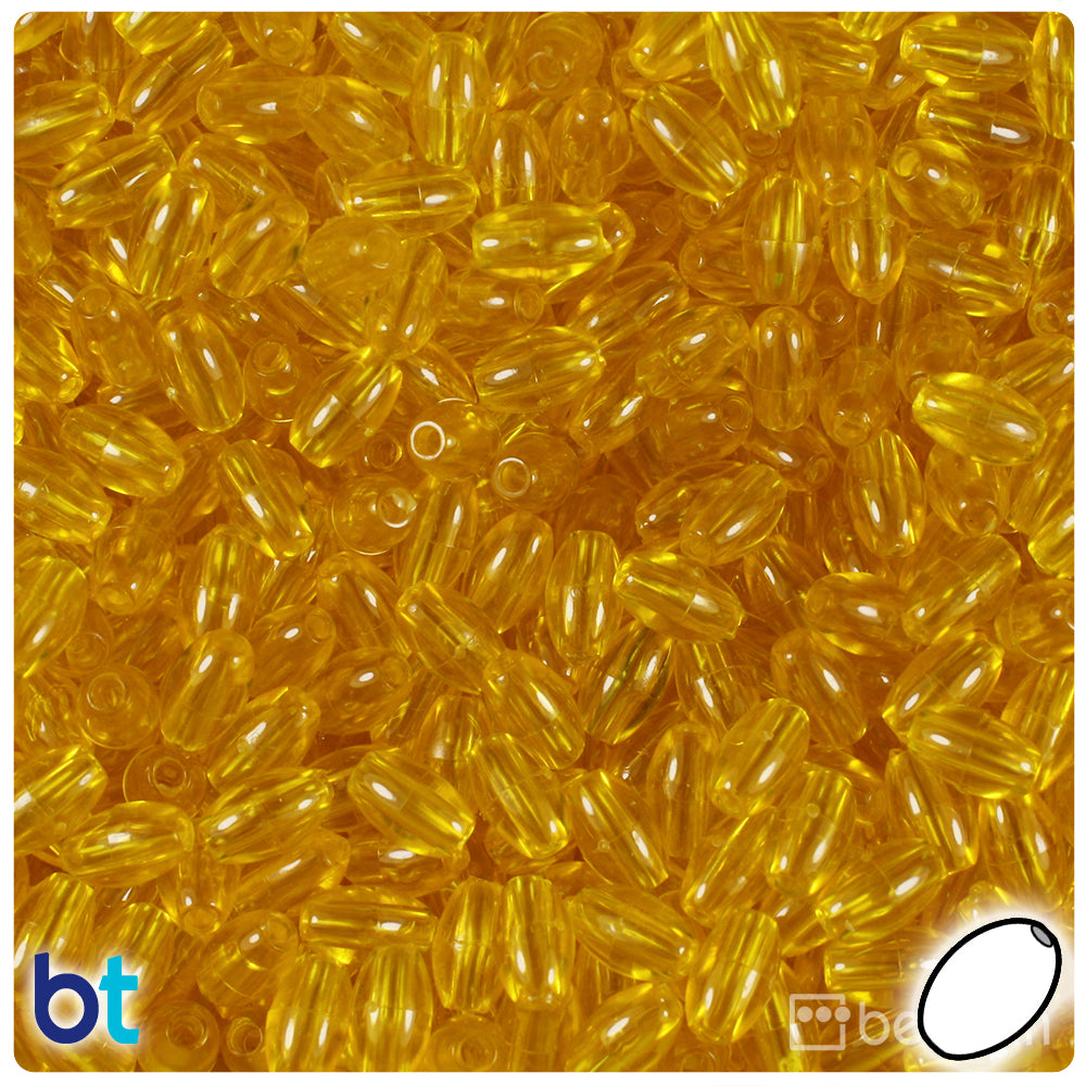 Dark Yellow Transparent 9mm Oat Plastic Beads (500pcs)