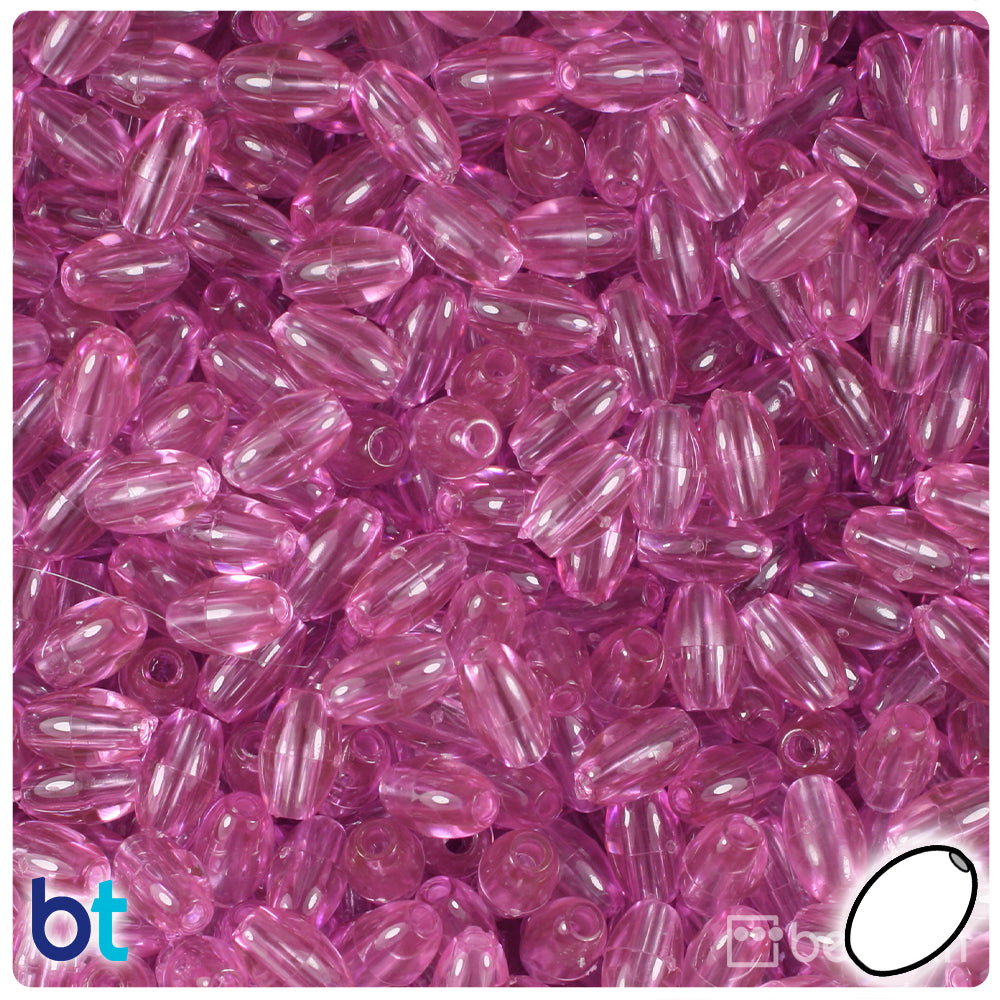 Light Fuchsia Transparent 9mm Oat Plastic Beads (500pcs)