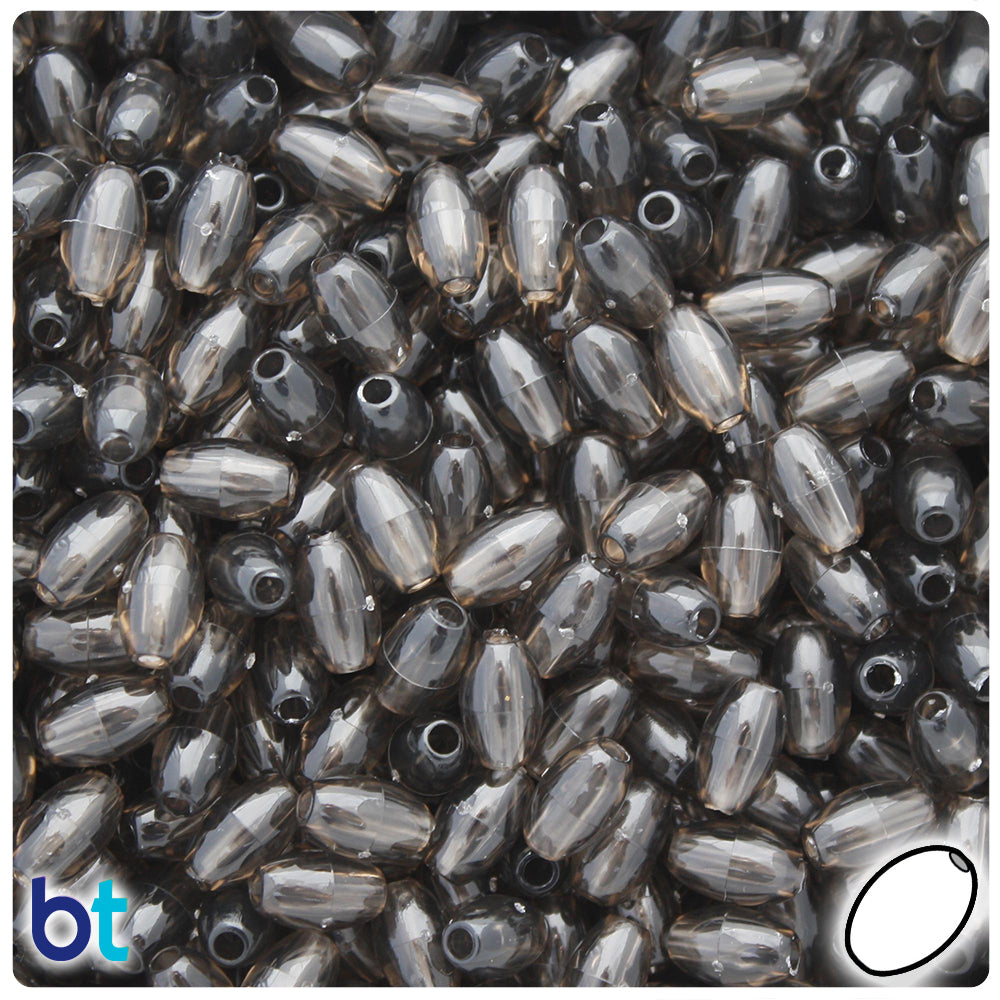 Jet Transparent 9mm Oat Plastic Beads (500pcs)