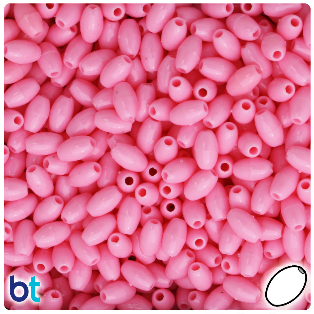 Baby Pink Opaque 9mm Oat Plastic Beads (500pcs)