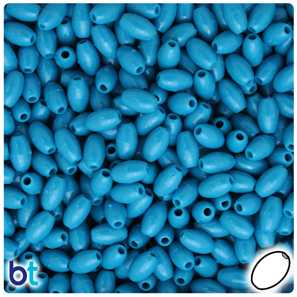 Dark Turquoise Opaque 9mm Oat Plastic Beads (500pcs)
