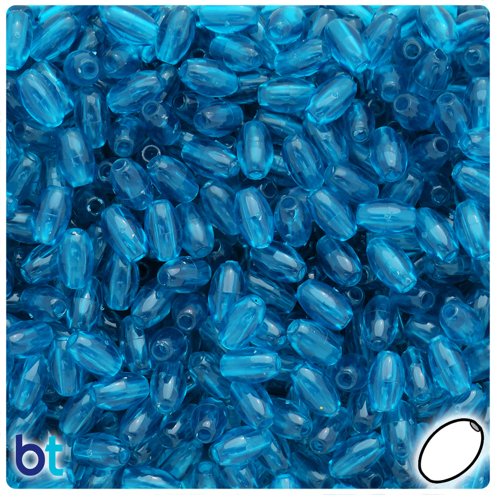 Teal Transparent 9mm Oat Plastic Beads (500pcs)