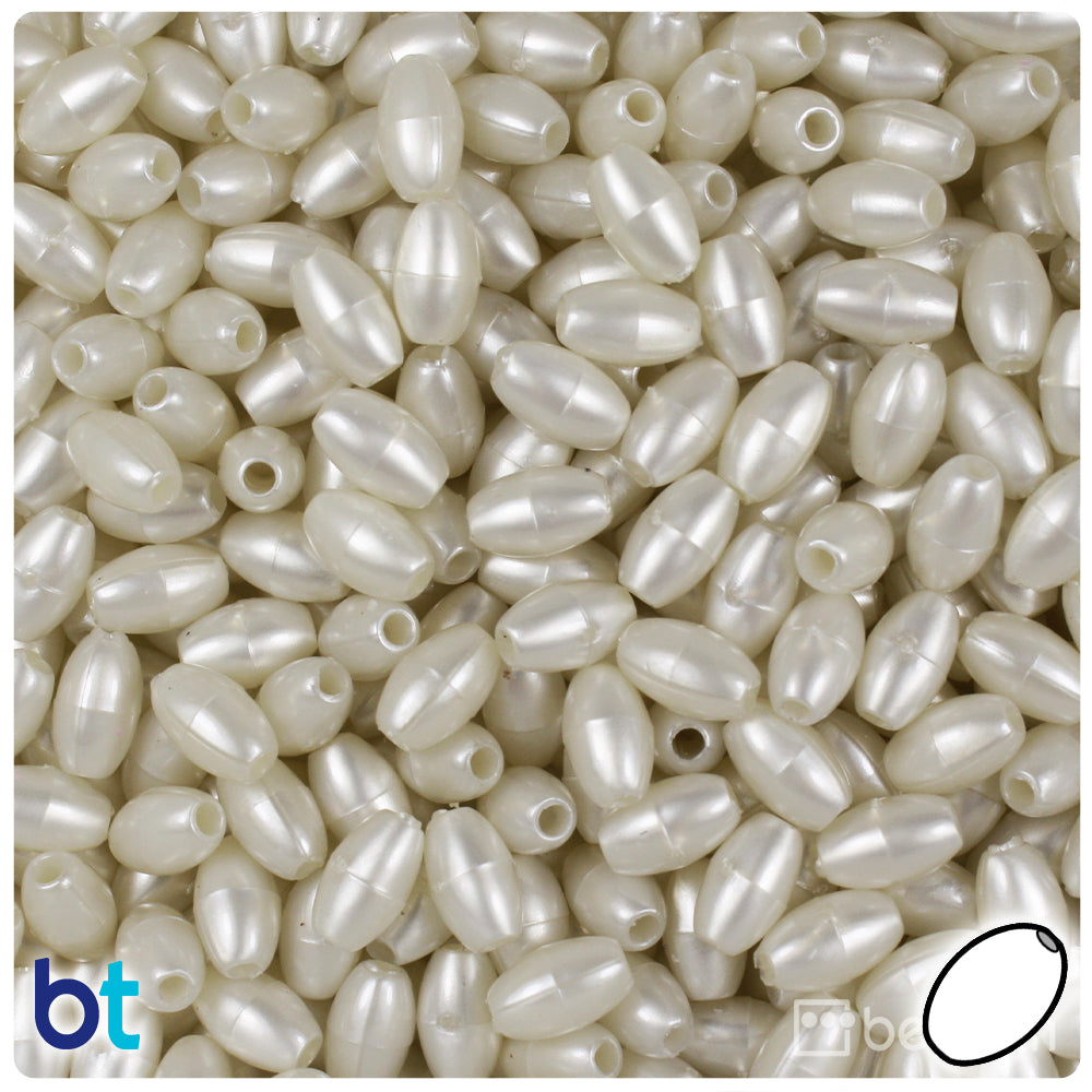 Bridal Pearl 9mm Oat Plastic Beads (500pcs)
