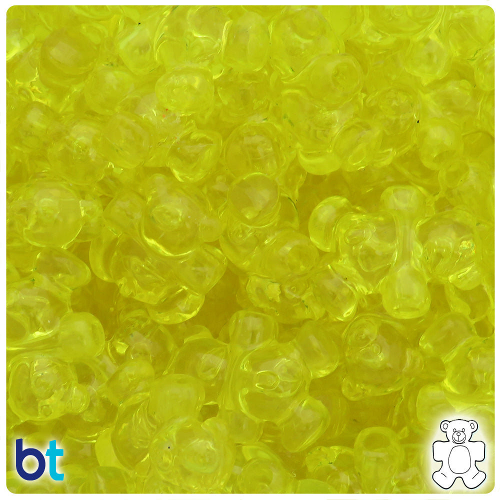 Yellow Transparent 25mm Teddy Bear Pony Beads (24pcs)