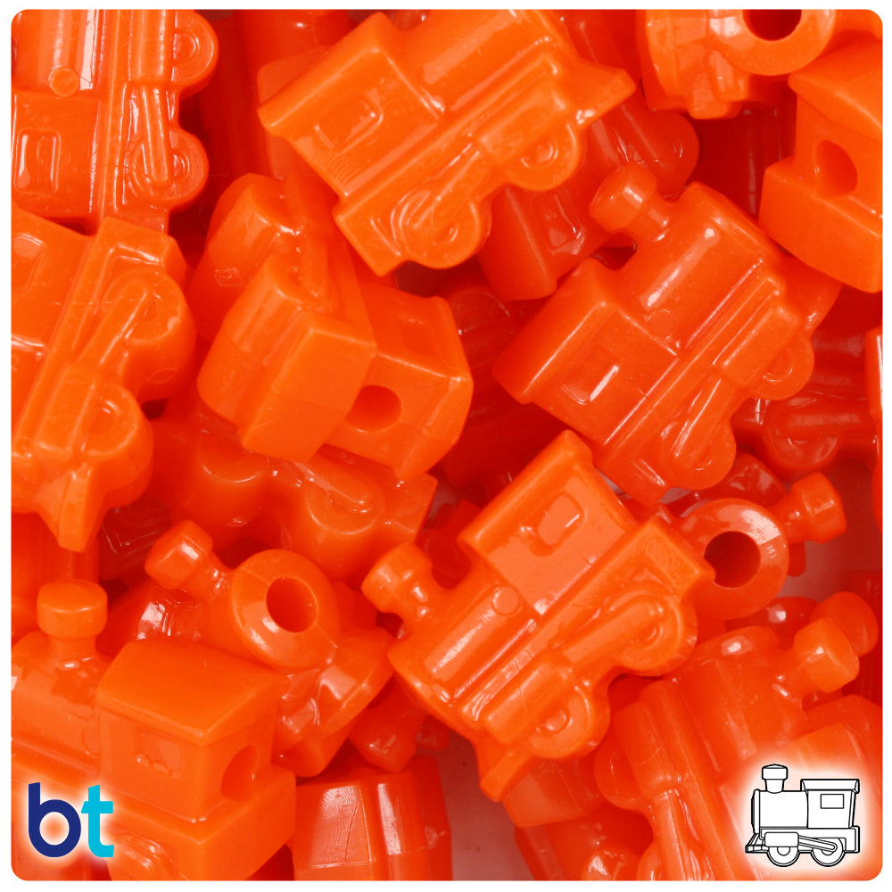 Tangelo Neon Bright 22mm Train Pony Beads (24pcs)