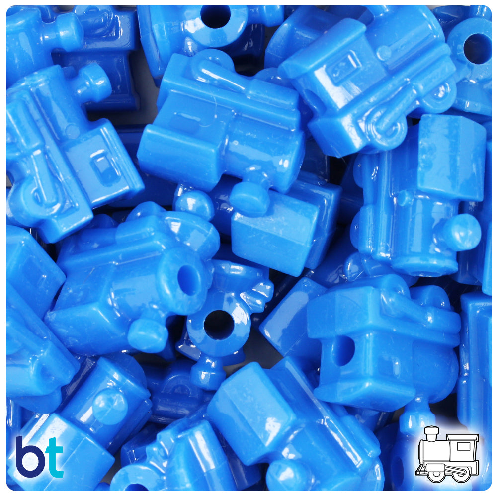 True Blue Neon Bright 22mm Train Pony Beads (24pcs)