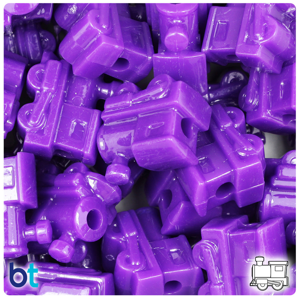 Plum Neon Bright 22mm Train Pony Beads (24pcs)