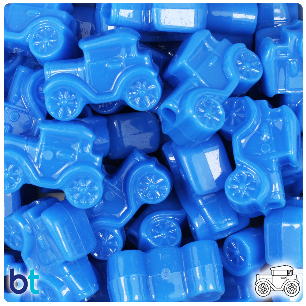True Blue Neon Bright 25mm Car Pony Beads (8pcs)