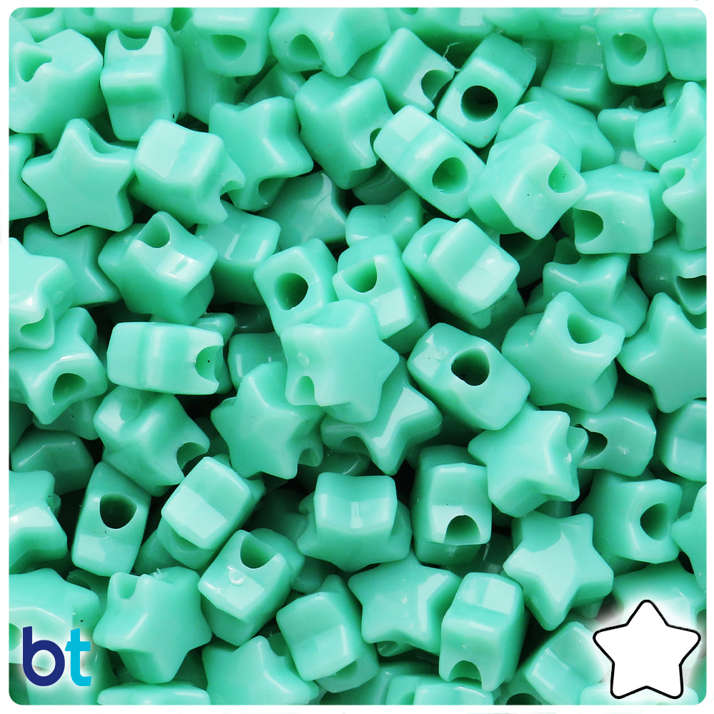 Sage Opaque 13mm Star Pony Beads (50pcs)