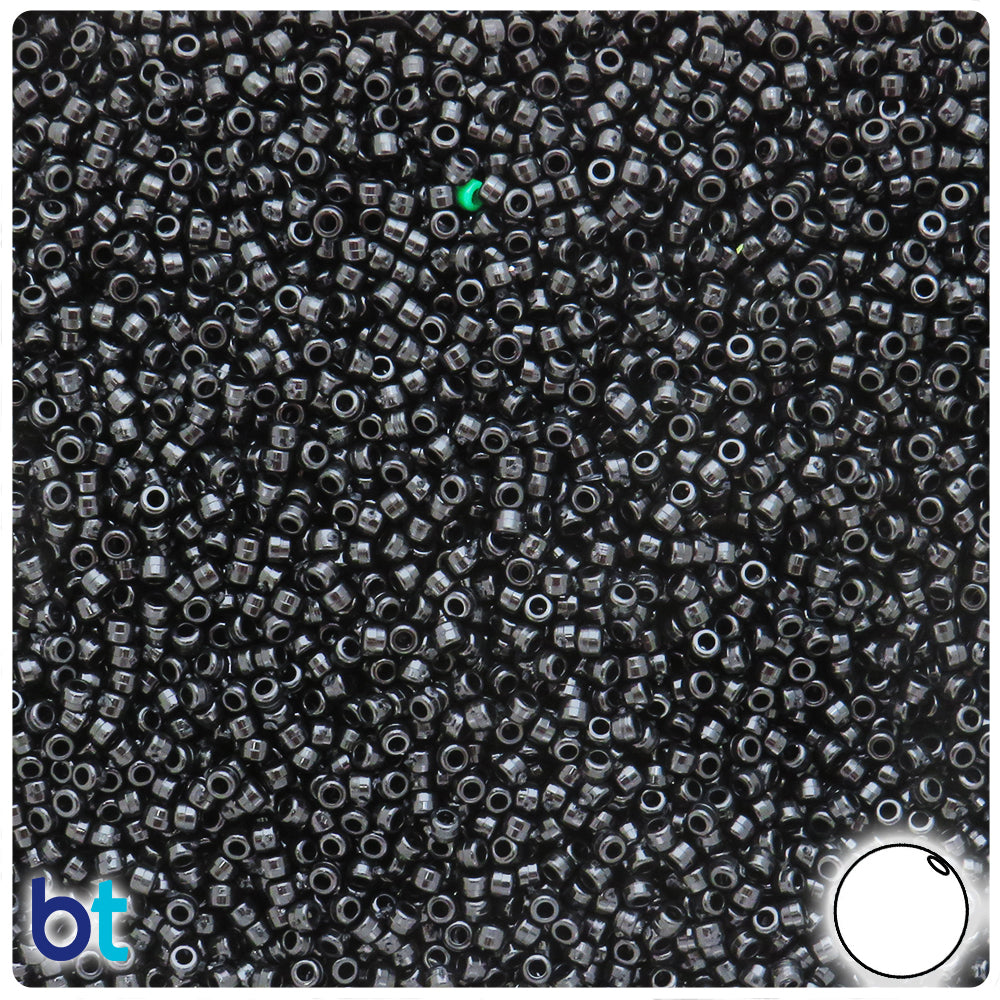 Black Opaque 2.5mm Round Plastic Seed Beads (10g)