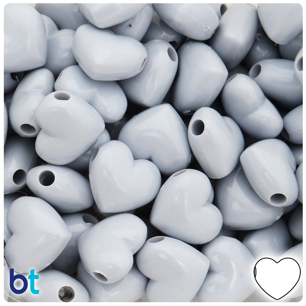 Grey Opaque 18mm Heart Pony Beads (24pcs)