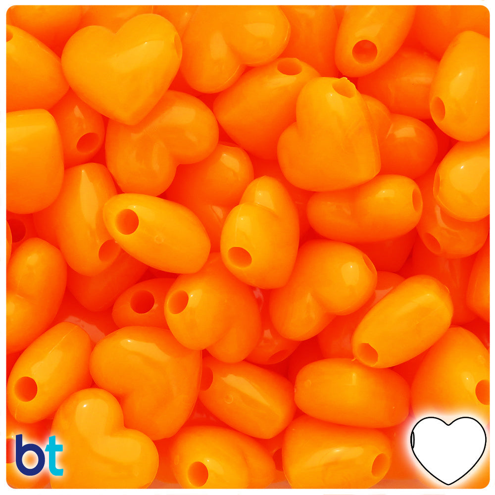 Orange Opaque 18mm Heart Pony Beads (8pcs)