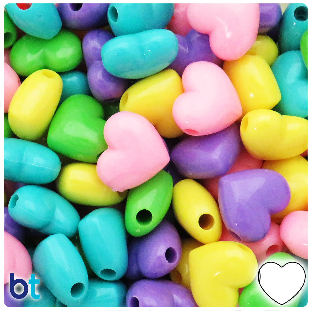 Spring Opaque Mix 18mm Heart Pony Beads (24pcs)