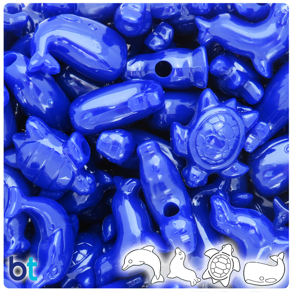 Royal Blue Opaque Marine Life Pony Beads (2oz)