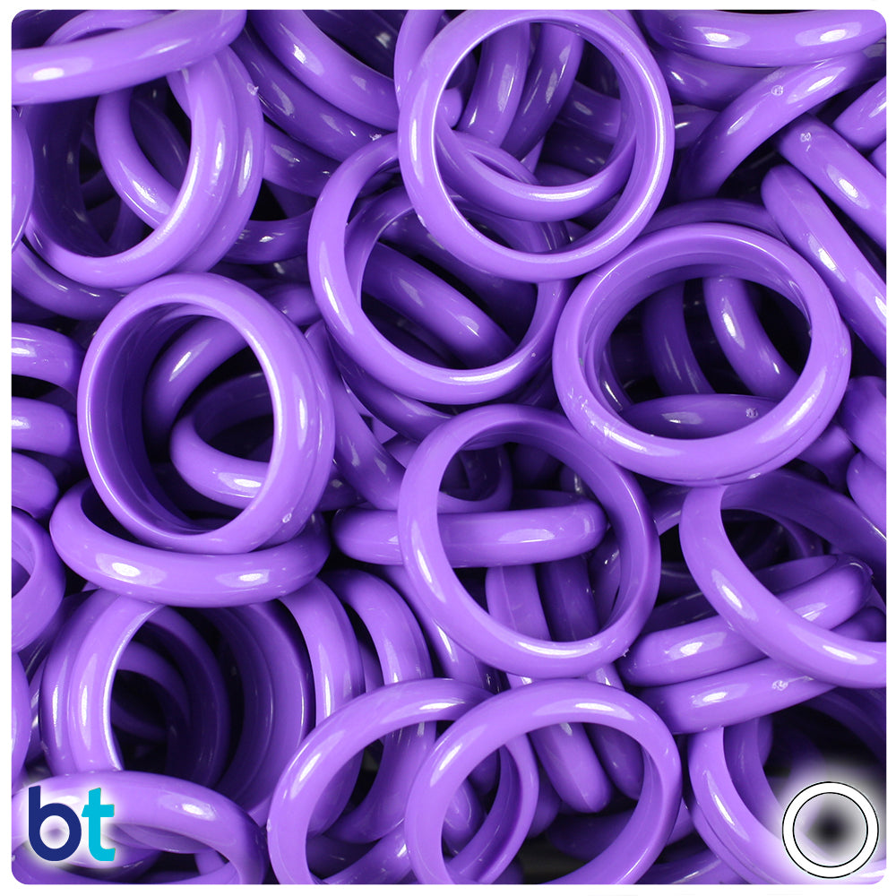 Dark Lilac Opaque 22mm Plastic Finger Rings (35pcs)