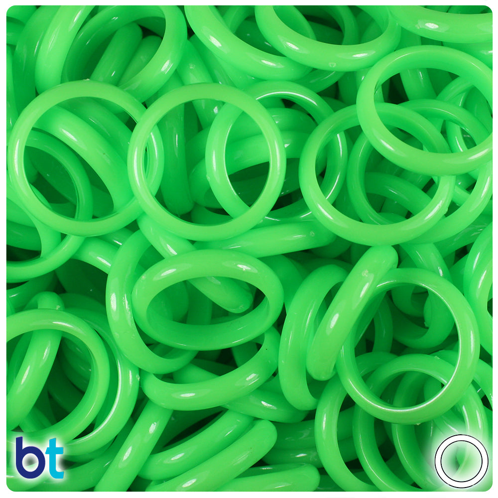 Lime Opaque 22mm Plastic Finger Rings (35pcs)