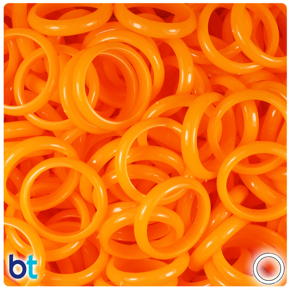 Orange Opaque 22mm Plastic Finger Rings (35pcs)