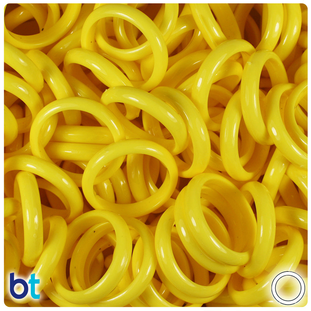 Yellow Opaque 22mm Plastic Finger Rings (35pcs)