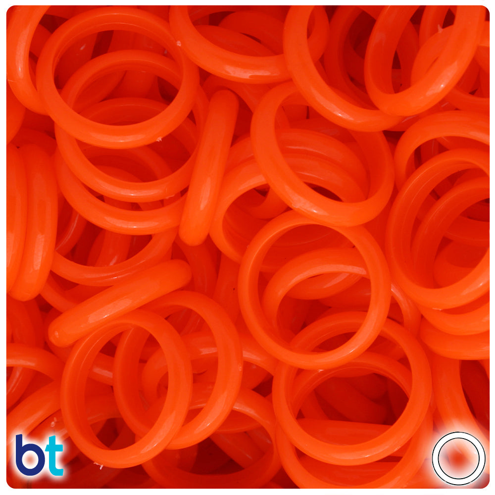 Tangelo Neon Bright 22mm Plastic Finger Rings (35pcs)