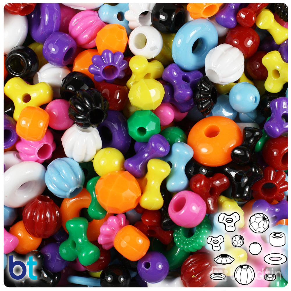 Opaque Mix Plastic Craft Beads Mix (4oz)
