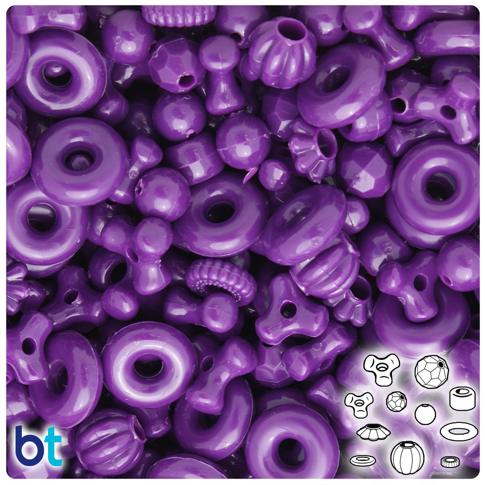 Plum Neon Bright Plastic Craft Beads Mix (4oz)