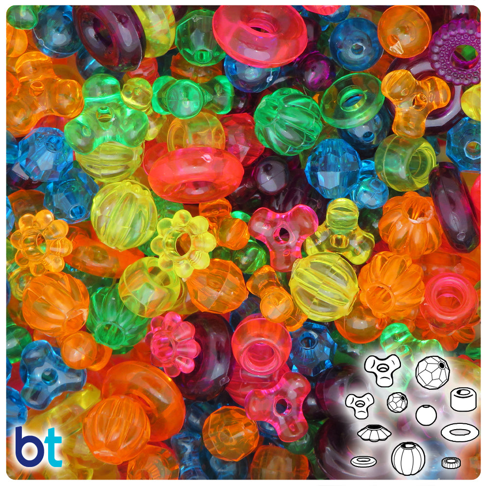 Jelly Transparent Mix Plastic Craft Beads Mix (113g)