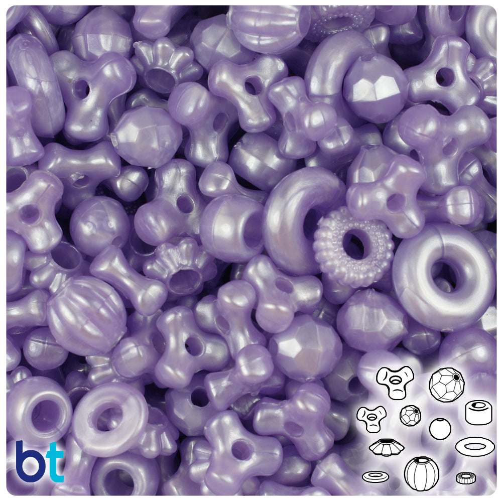 Light Purple Pearl Plastic Craft Beads Mix (4oz)