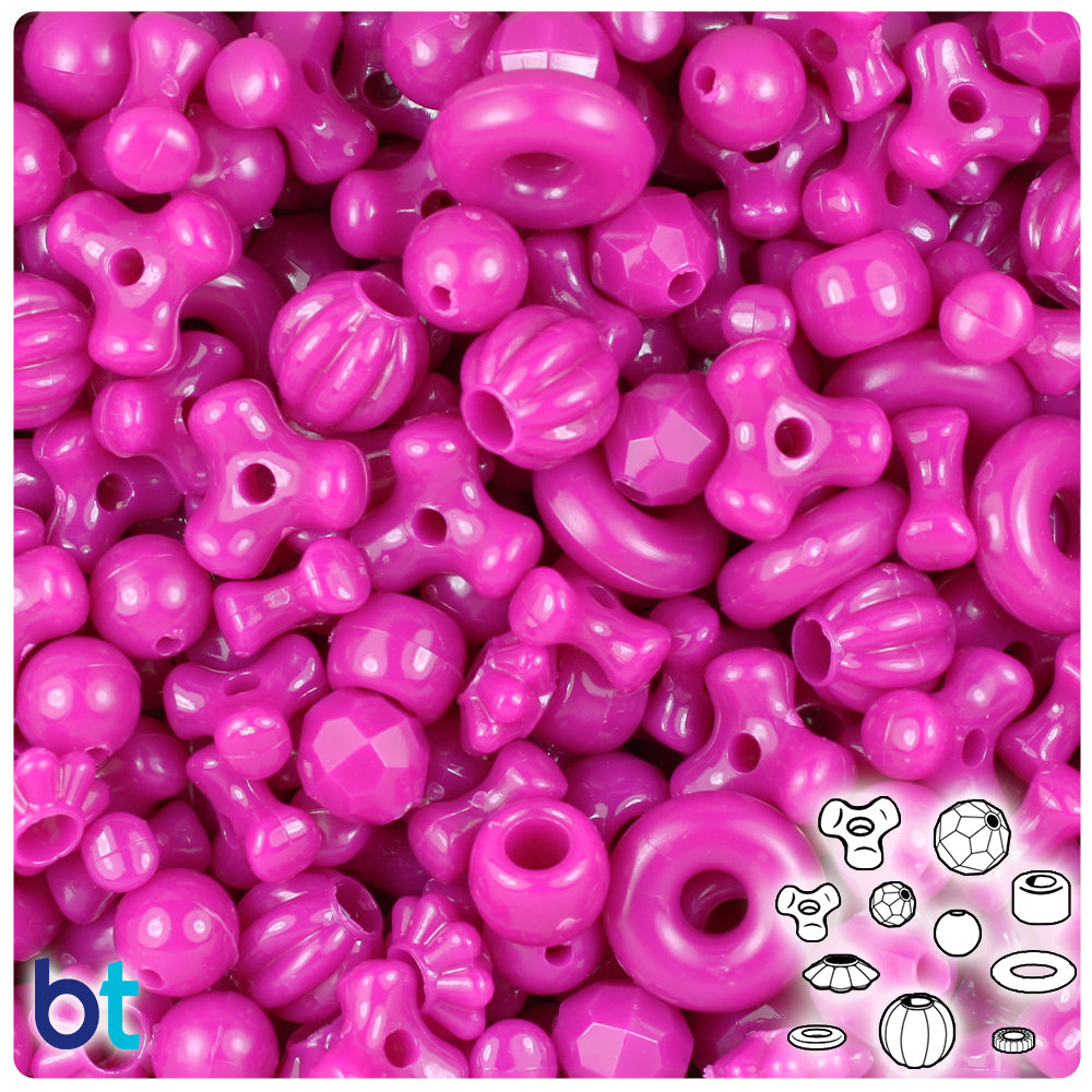 Mulberry Opaque Plastic Craft Beads Mix (4oz)