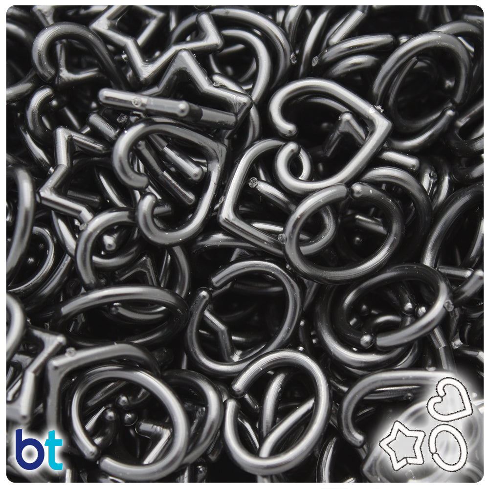 Black Opaque Assorted Plastic Open Links (3oz)