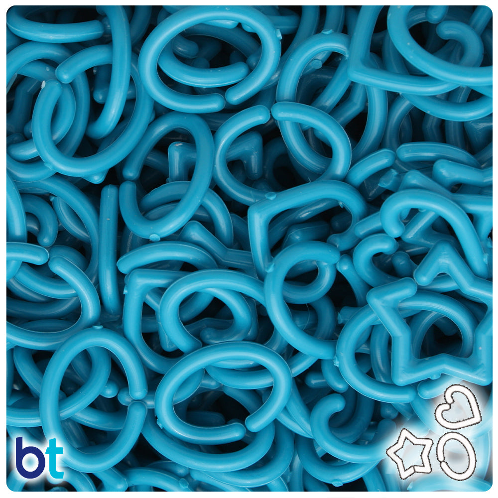 Dark Turquoise Opaque Assorted Plastic Open Links (3oz)