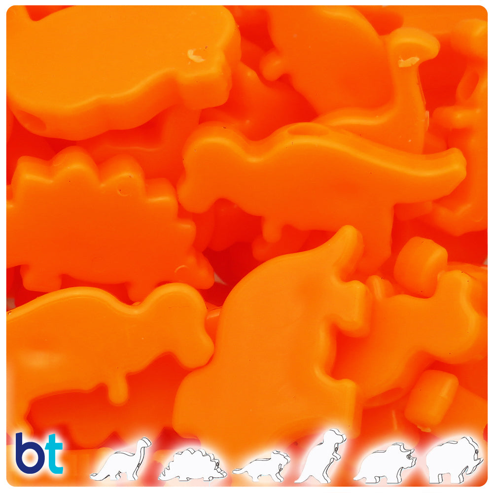 Orange Opaque 30-40mm Dinosaur Pony Beads (4oz)