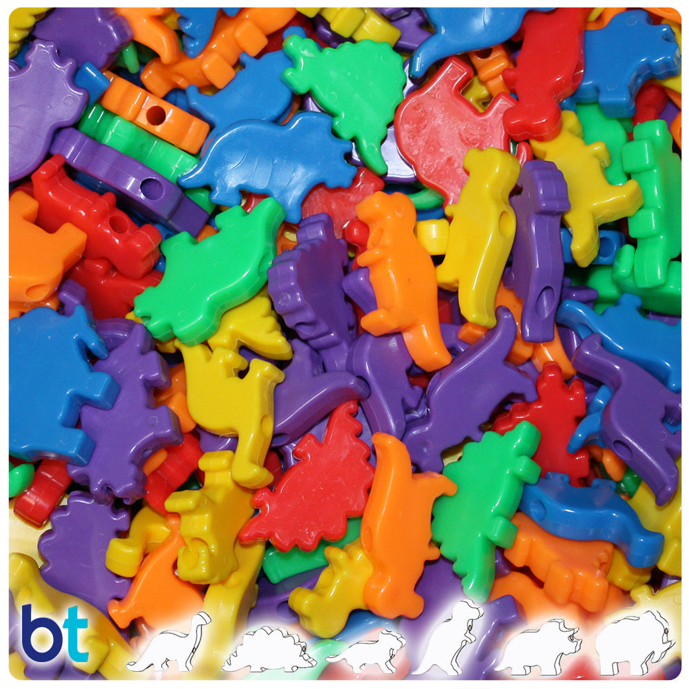 Opaque Mix 30-40mm Dinosaur Pony Beads (4oz)