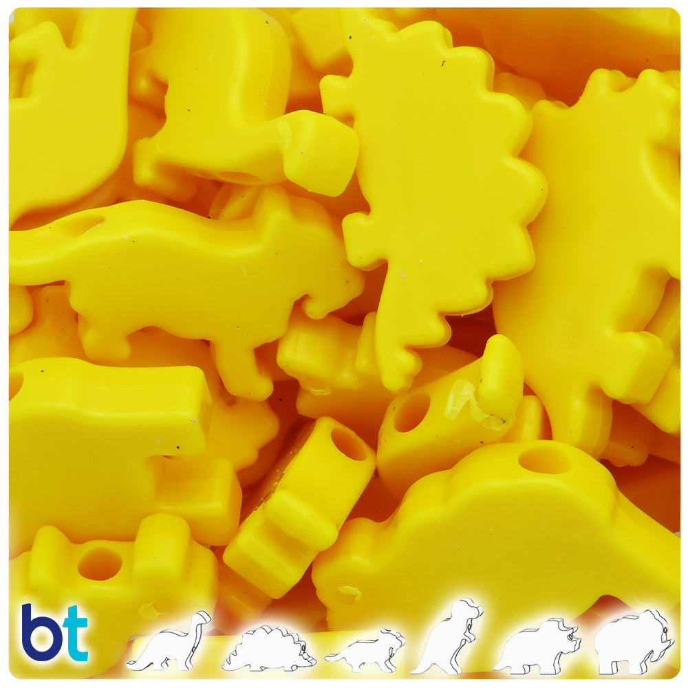 Bright Yellow Opaque 30-40mm Dinosaur Pony Beads (4oz)