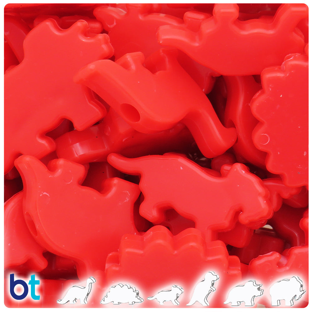 Bright Red Opaque 30-40mm Dinosaur Pony Beads (4oz)