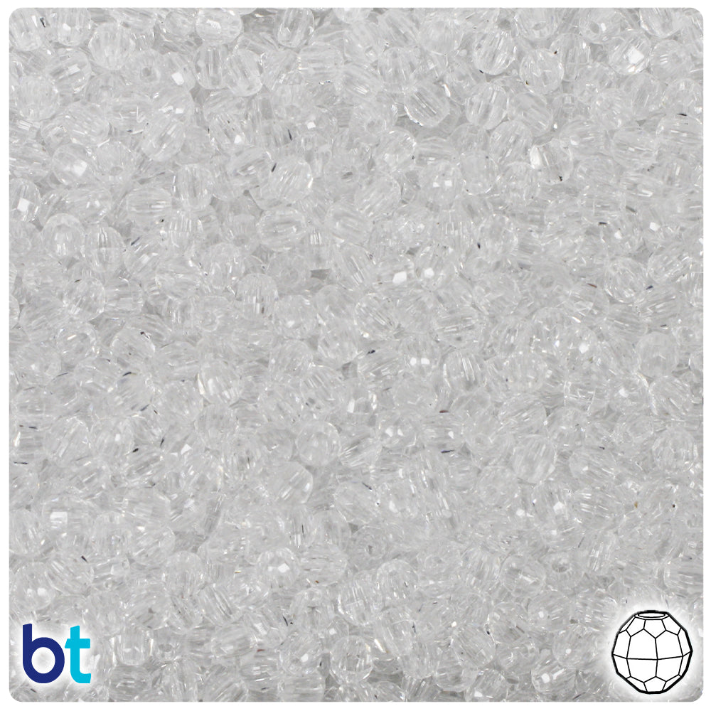 Crystal Transparent 4mm Faceted Round Plastic Beads (1350pcs)