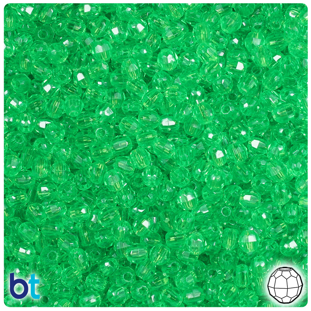 Mint Transparent 4mm Faceted Round Plastic Beads (1350pcs)