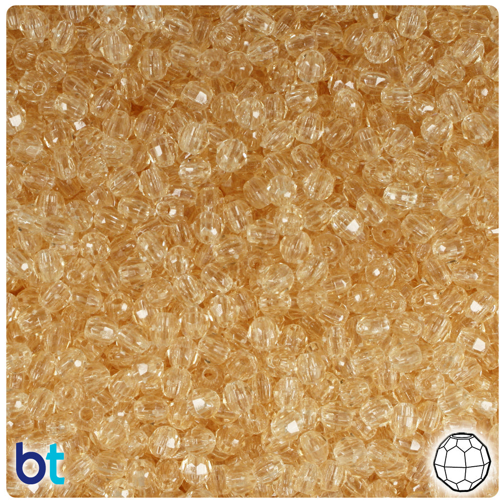 Champagne Transparent 4mm Faceted Round Plastic Beads (1350pcs)