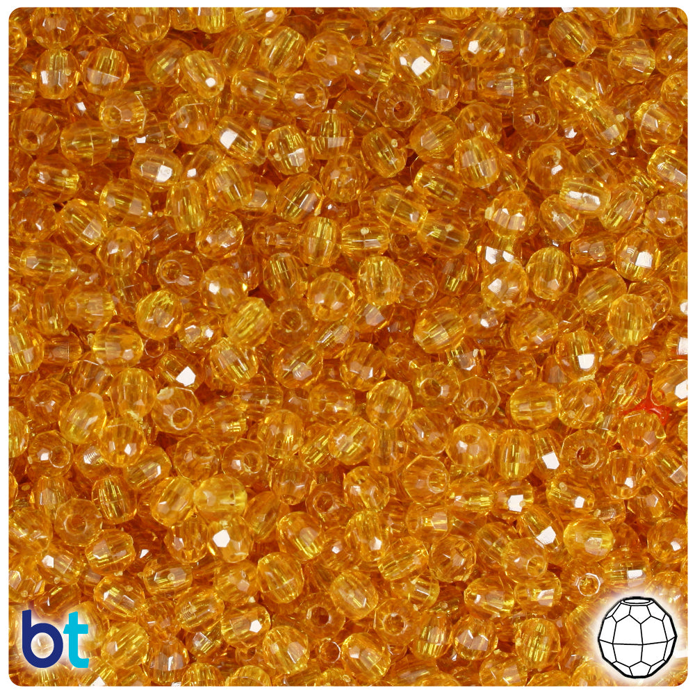 Topaz Transparent 4mm Faceted Round Plastic Beads (1350pcs)