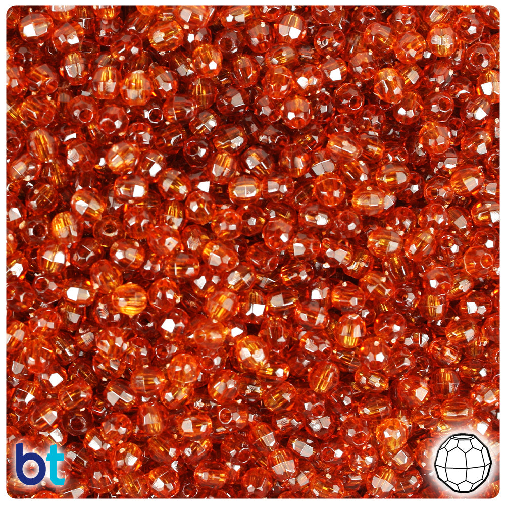 Tortoise Transparent 4mm Faceted Round Plastic Beads (1350pcs)