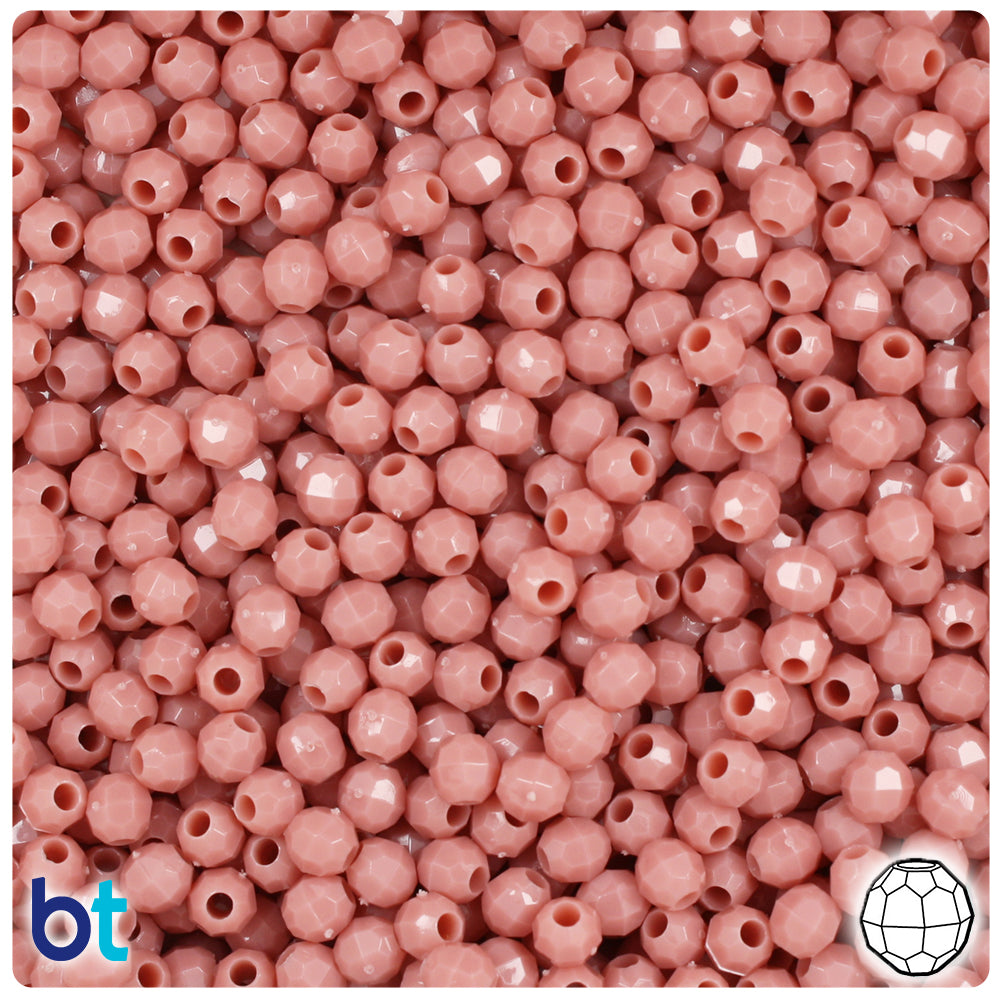 Mauve Opaque 4mm Faceted Round Plastic Beads (1350pcs)