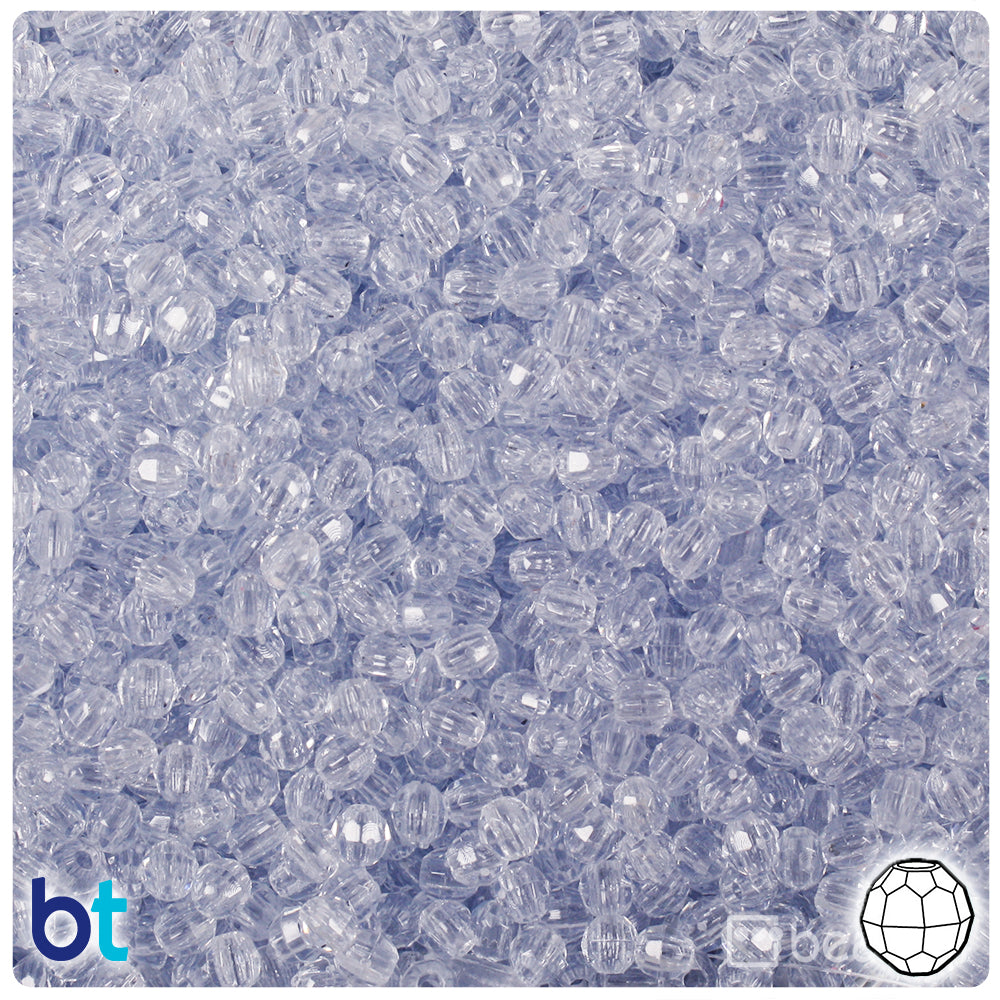 Ice Blue Transparent 4mm Faceted Round Plastic Beads (1350pcs)