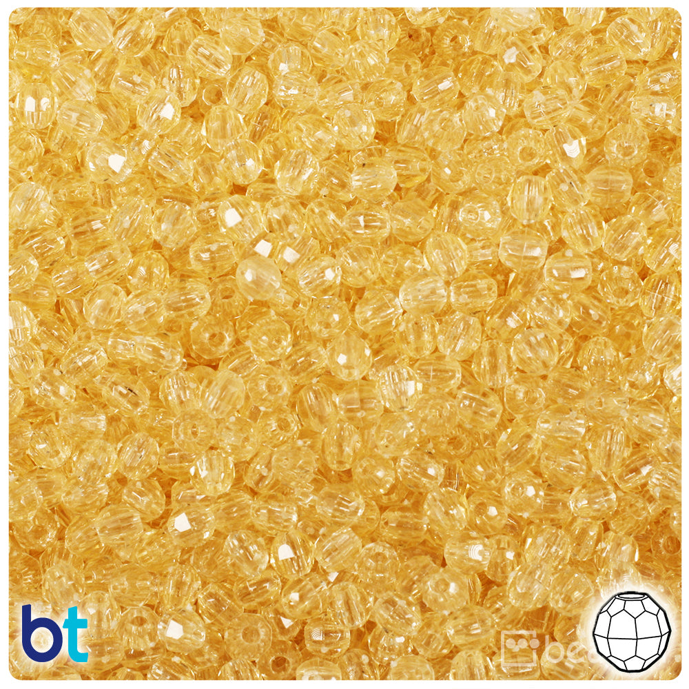 Dark Champagne Transparent 4mm Faceted Round Plastic Beads (1350pcs)