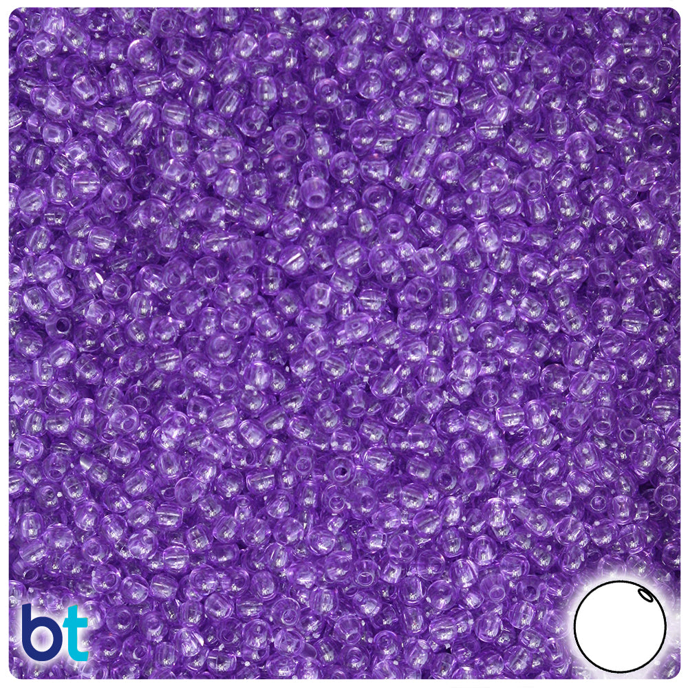 Amethyst Transparent 3mm Round Plastic Beads (28g)