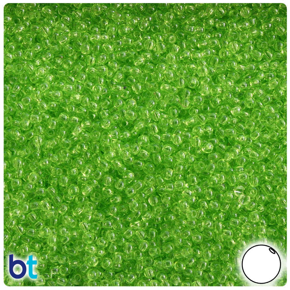 Lime Transparent 3mm Round Plastic Beads (28g)