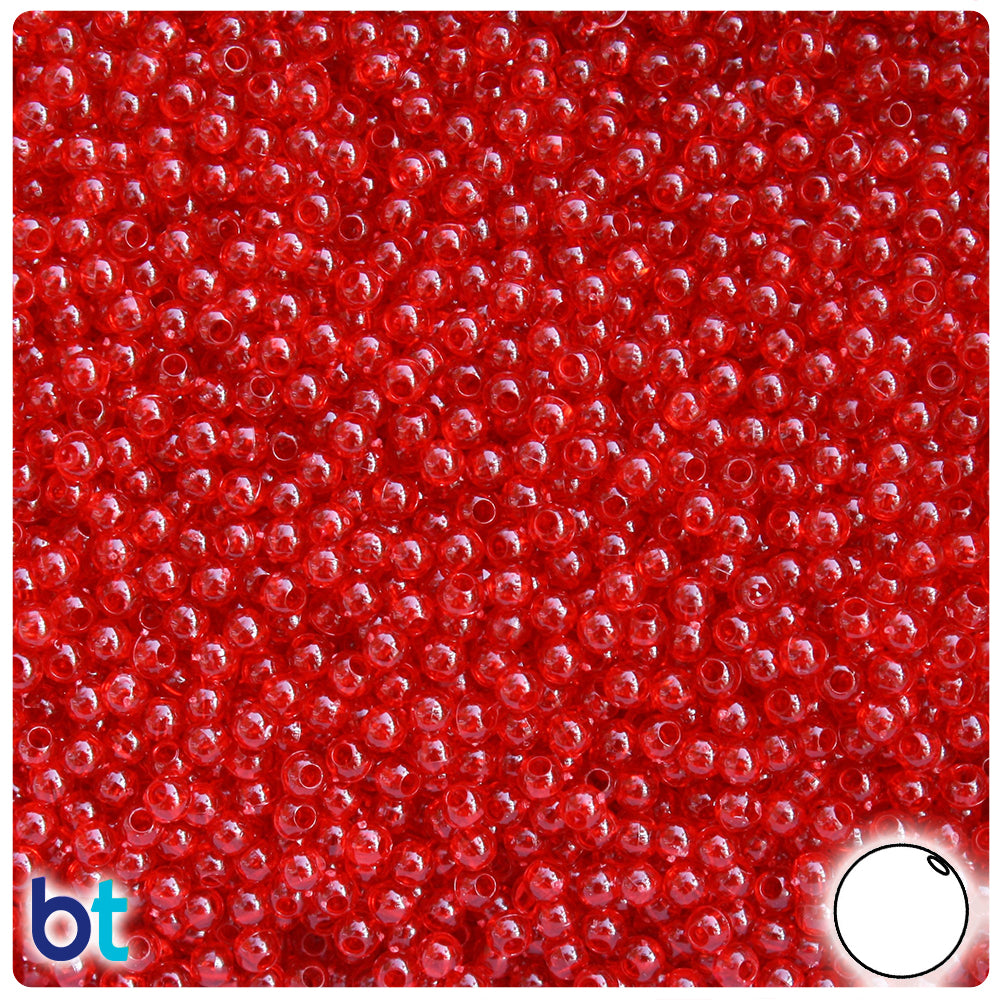 Dark Ruby Transparent 3mm Round Plastic Beads (28g)