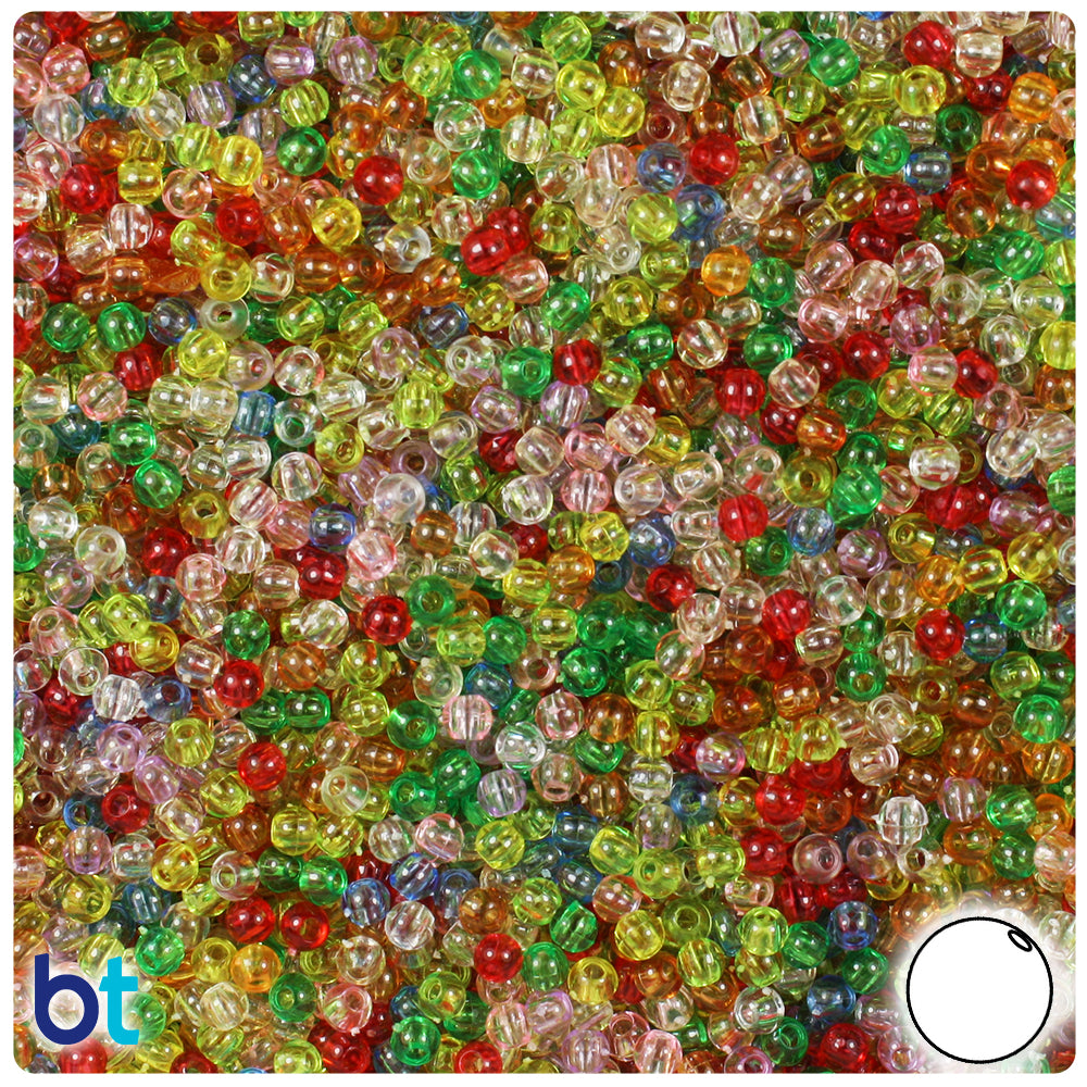 Transparent Mix 3mm Round Plastic Beads (28g)